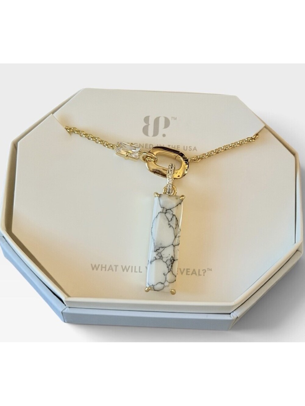 Bomb Party “Where Light Hangs Softly” Howlite Magnesite on Yellow Gold